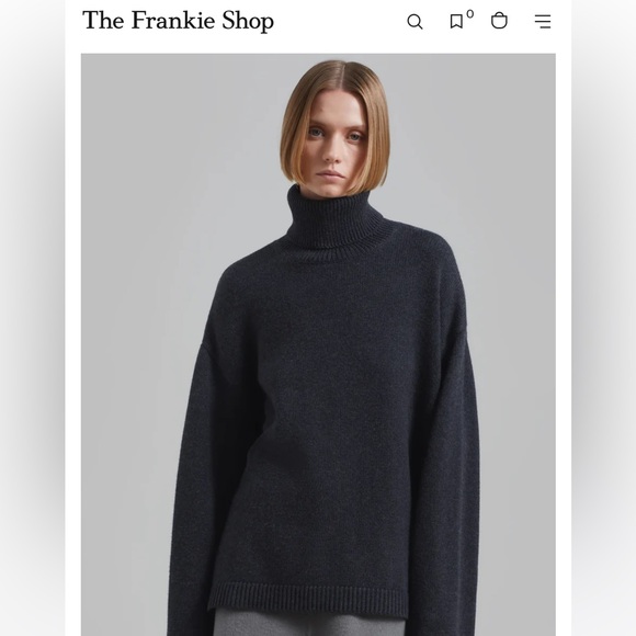 The Frankie Shop Rhea Trapeze Turtleneck in Charcoal - Picture 1 of 5